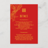 Dragon und Phoenix Hochzeit | Phoenix Gastdetails Begleitkarte (Vorderseite)