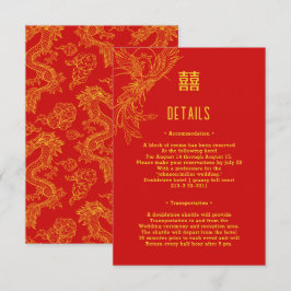 Dragon und Phoenix Hochzeit | Phoenix Gastdetails Begleitkarte