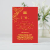 Dragon und Phoenix Hochzeit | Phoenix Gastdetails Einladung (Stehend Vorderseite)