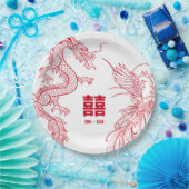 Dragon und Phoenix-Konflikt | Doppeltes Glück Pappteller (Party)