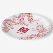 Dragon und Phoenix-Konflikt | Doppeltes Glück Pappteller (Schrägansicht)