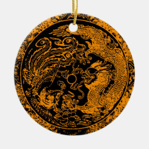 Dragon und Phoenix-Ornament Keramik Ornament