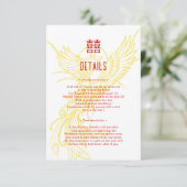 Dragon und Phoenix | Phoenix Backdrop Guest Info Begleitkarte (Stehend Vorderseite)