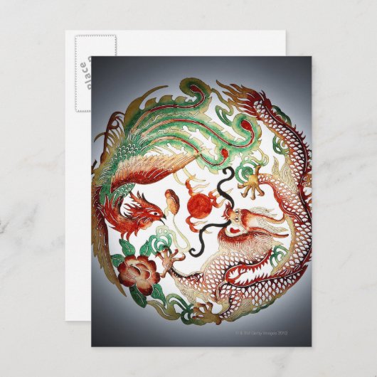 Dragon und Phoenix Stencil Postkarte (Vorne/Hinten)