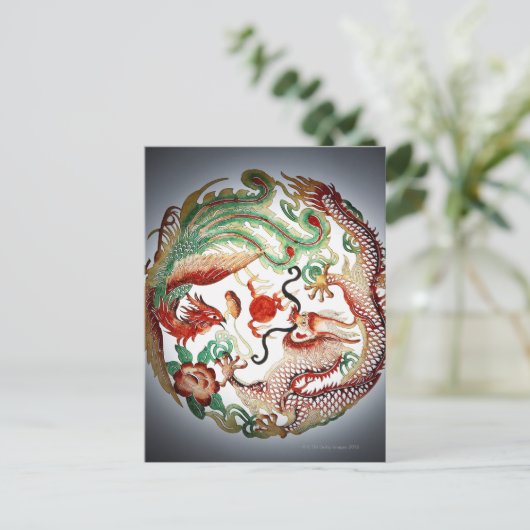 Dragon und Phoenix Stencil Postkarte (Stehend Vorderseite)