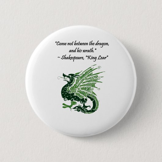 Dragon und Seiner Zorn Shakespeare King Lear Carto Button (Vorderseite)