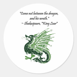 Dragon und Seiner Zorn Shakespeare King Lear Carto Runder Aufkleber