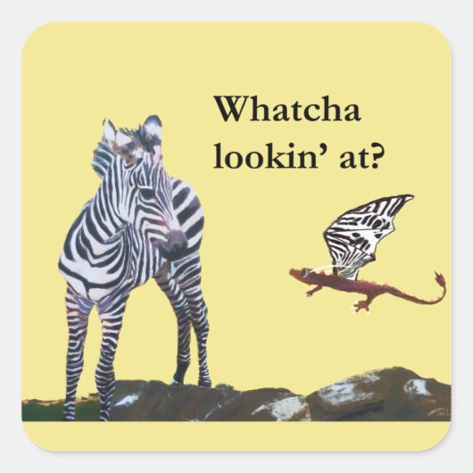 Dragon und Zebra Quadratischer Aufkleber (Vorderseite)