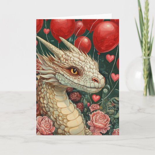 Dragon Valentine's Day Balloons Karte (Vorderseite)