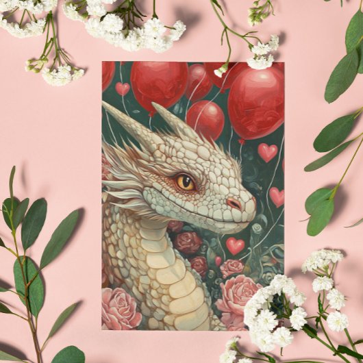 Dragon Valentine's Day Balloons Karte