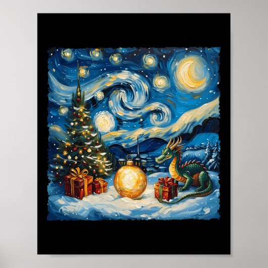 Dragon Van Gogh Style Starry Night Christmas Winte Poster (Vorne)