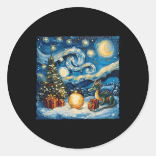 Dragon Van Gogh Style Starry Night Christmas Winte Runder Aufkleber