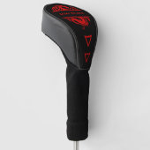 Dragon Vector Black and Red Monogram Golf Headcover (angewinkelt)