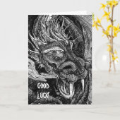 Dragon 'Viel Glück' Grüße Karte Fronttext (Gelbe Blume)