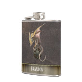 Dragon Viking Schildleder Look Kupfer Flachmann (Links)