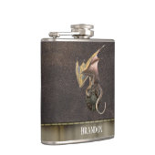 Dragon Viking Schildleder Look Kupfer Flachmann (Rechts)