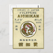 Dragon Vintages japanisches Seidenlabel Postkarte (Vorne/Hinten)