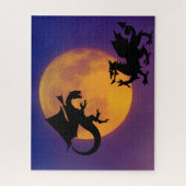 Dragon Vs Dragon Silhouette und Mond Puzzle (Vertikal)