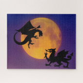 Dragon Vs Dragon Silhouette und Mond Puzzle (Horizontal)