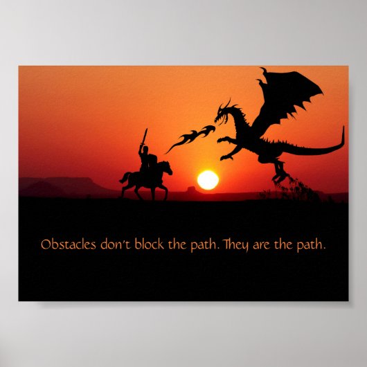 Dragon vs Knight Motivierend Zitat Poster (Vorne)