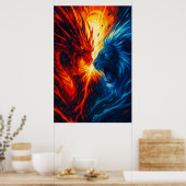 Dragon vs Lion Wall Art – Fire and Ice Clash Poster (Küche)