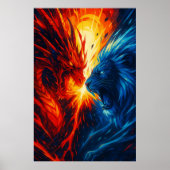 Dragon vs Lion Wall Art – Fire and Ice Clash Poster (Vorne)