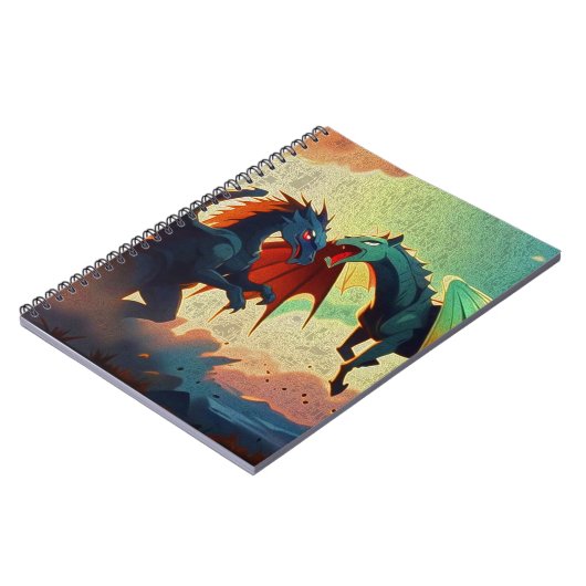Dragon vs Pegasus - Fantasy Art Notizblock (Linke Seite)
