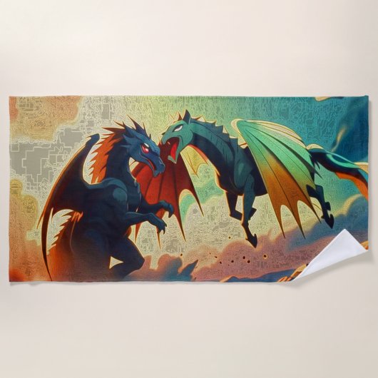 Dragon vs Pegasus - Fantasy Art Strandtuch (Vorderseite)