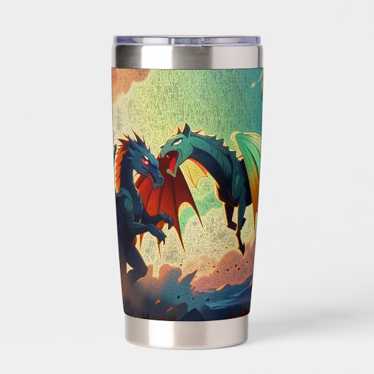 Dragon vs Pegasus - Fantasy Art Thermobecher (Rückseite)