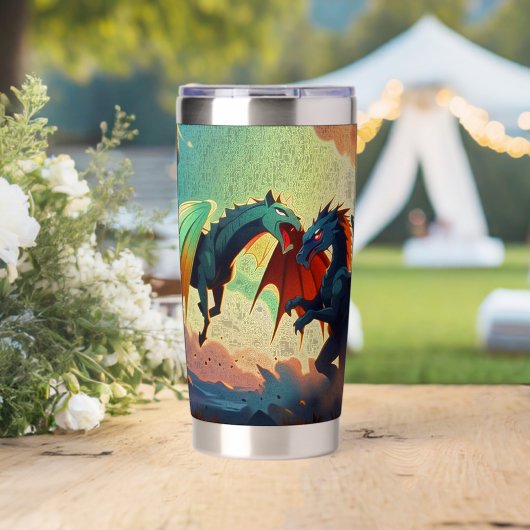 Dragon vs Pegasus - Fantasy Art Thermobecher (Hochzeit (gedreht))