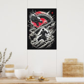 Dragon vs Samurai Warrior - Japanese Tattoo Poster (Küche)