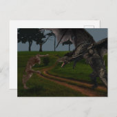 Dragon Vs Werewolf Fantasy Postkarte (Vorne/Hinten)