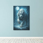 Dragon vs White Tiger – Mystical Fantasy Wall Art Leinwanddruck (Insitu (Holzboden))