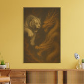Dragon vs White Tiger – Mystical Fantasy Wall Art Leinwanddruck (Insitu (Wohnzimmer))