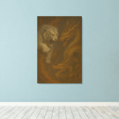 Dragon vs White Tiger – Mystical Fantasy Wall Art Leinwanddruck (Insitu (Holzboden))