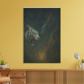 Dragon vs White Tiger – Mystical Fantasy Wall Art Leinwanddruck (Insitu (Wohnzimmer))