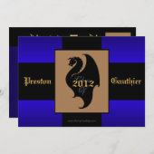 Dragon Wappen Blue Senior Abschluss Einladung (Vorne/Hinten)