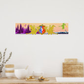 Dragon Wappen Niedlich Cartoon Dragons World Poster (Küche)