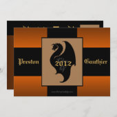 Dragon Wappen Orange Senior Abschluss Einladung (Vorne/Hinten)