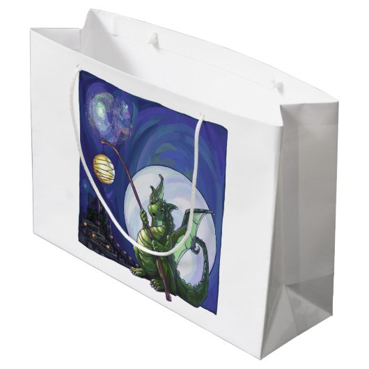 Dragon Watch Art Große Geschenktüte (Rückseite Schrägansicht)