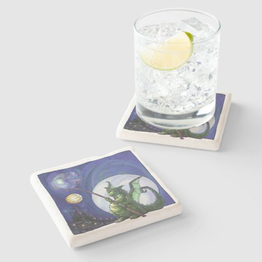 Dragon Watch Art Steinuntersetzer (Seitenansicht)