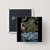 Dragon & Water Spirit Kuniyoshi Japanisch Bildende Button (Vorne & Hinten)