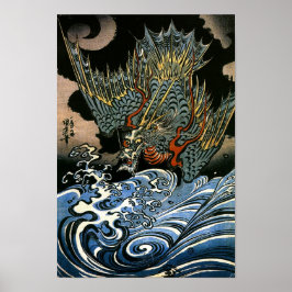 Dragon & Water Spirit Kuniyoshi Japanisch Bildende Poster