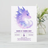 Dragon Watercolor Birthday Einladung (Stehend Vorderseite)