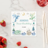 Dragon Watercolor Boy Birthday Napkin Serviette (Beispiel)