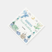 Dragon Watercolor Boy Birthday Napkin Serviette (Ecke)