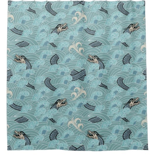 Dragon Waves Duschvorhang (Vorderseite)