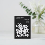 Dragon - Weiß auf Schwarz Visitenkarte (Stehend Vorderseite)