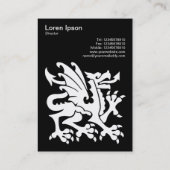 Dragon - Weiß auf Schwarz Visitenkarte (Rückseite)