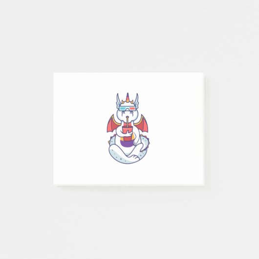 Dragon White Yoga Post-it Klebezettel (Vorderseite)